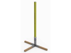 Beachvolleybalpalen uitgevoerd in 80x80mm profiel met grondpot met hardhouten balken