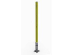 Beachvolleybalpalen uitgevoerd in 80x80mm profiel met voetplaat