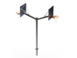 Basketbalpaal staalverzinkt dubbel, aluminium bord + oranje ring