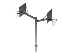 Basketbalpaal staalverzinkt dubbel 2 hoogtes, aluminium bord + oranje ring