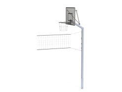Aluminium basketbalpaal met rooster. bord en verzinkte ring -