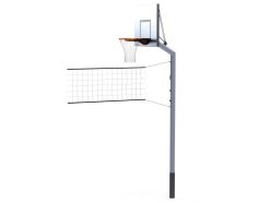 Aluminium basketbalpaal met alu. bord en oranje ring