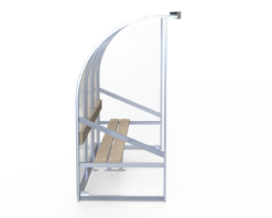 Dug-out Birmingham, dit model is de goedkoopste in zijn klasse en perfect geschikt voor voetbal,- hockey en korfbalvelden.