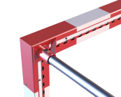 Achterzijde ingefreesd handbaldoel, vaste netbeugel